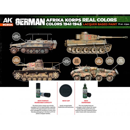 Real Colours Lacquer Based Paints set - German Afrika Korps 1941-1943 (6x 17ml) Real Colours Lacquer Based Paints set - German Afrika Korps 1941-1943 (6x 17ml)