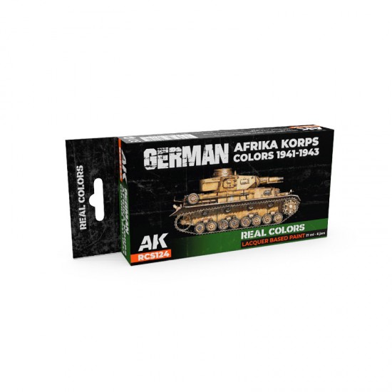 Real Colours Lacquer Based Paints set - German Afrika Korps 1941-1943 (6x 17ml) Real Colours Lacquer Based Paints set - German Afrika Korps 1941-1943 (6x 17ml)