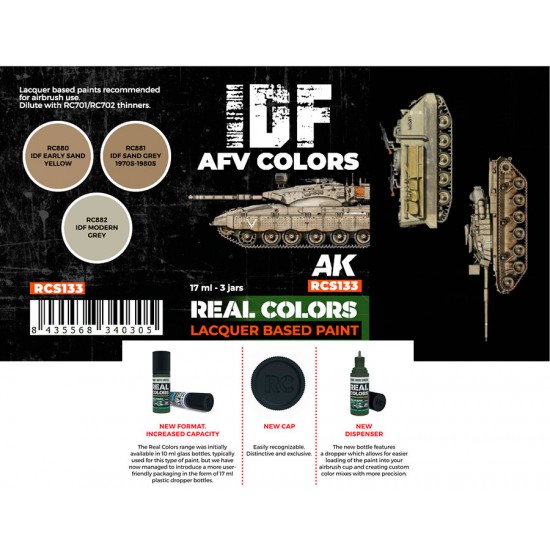 Real Colours Lacquer Based Paints set - IDF AFV (3x 17ml) Real Colours Lacquer Based Paints set - IDF AFV (3x 17ml)