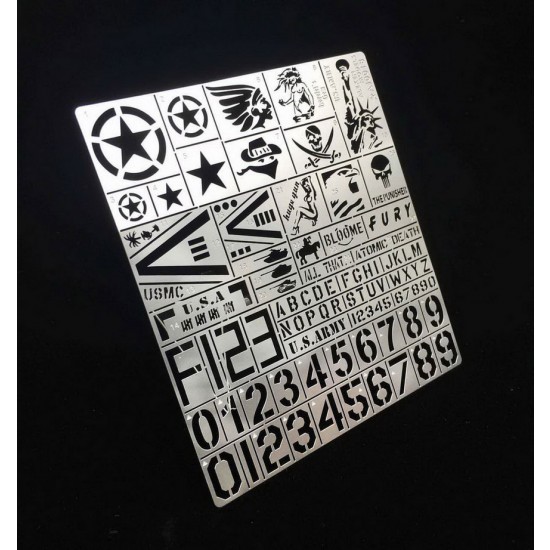 WWII/Modern US Army AFV Stencil (Masking) for 1/32, 1/35 Scale Models (80x90mm) WWII/Modern US Army AFV Stencil (Masking) for 1/32, 1/35 Scale Models (80x90mm)