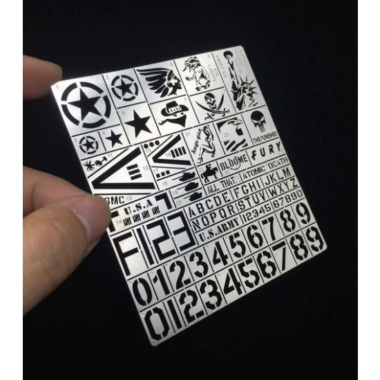 WWII/Modern US Army AFV Stencil (Masking) for 1/32, 1/35 Scale Models (80x90mm)