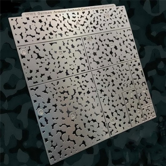 WWII German Forest Ambush Camouflage (Style A) Stencil (Masking) for 1/32, 1/35 Scale Models (80x80mm) WWII German Forest Ambush Camouflage (Style A) Stencil (Masking) for 1/32, 1/35 Scale Models (80x80mm)