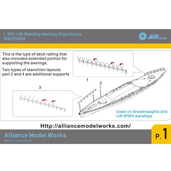 1/350 WWII IJN Warship Awning Stanchions (2 Photo-etched sheets) 1/350 WWII IJN Warship Awning Stanchions (2 Photo-etched sheets)