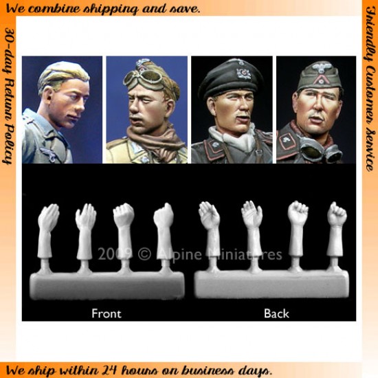 1/35 Panzer Crew Heads (4pcs) & Hands (4pcs) 1/35 Panzer Crew Heads (4pcs) & Hands (4pcs)