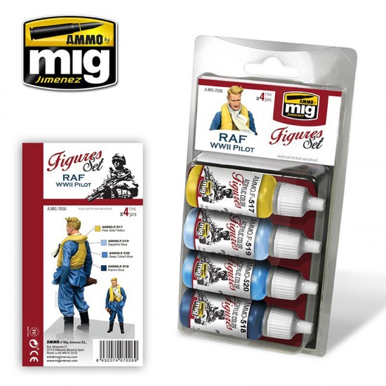 Acrylic Paint Set for Figures - WWII RAF Pilot Uniforms (4 x 17ml) Acrylic Paint Set for Figures - WWII RAF Pilot Uniforms (4 x 17ml)