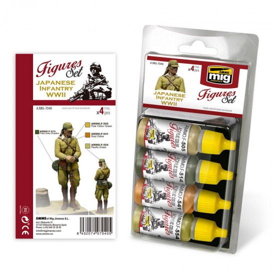 Acrylic Paint Set for Figures - WWII Japanese Infantry (4x 17ml) Acrylic Paint Set for Figures - WWII Japanese Infantry (4x 17ml)