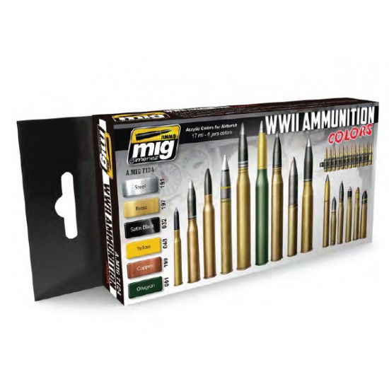 Acrylic Paint Set - WWII Ammunition Colours (17ml x 6) Acrylic Paint Set - WWII Ammunition Colours (17ml x 6)