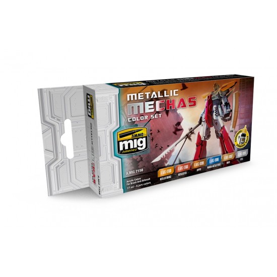Acrylic Paint Set - Gundam (Gunpla) Metallic Mechas Colour Set (17ml x 6) Acrylic Paint Set - Gundam (Gunpla) Metallic Mechas Colour Set (17ml x 6)