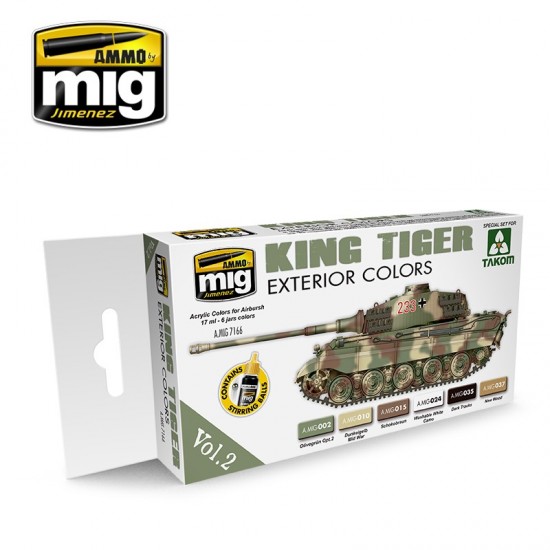 Acrylic Paint Set - King Tiger Exterior Colours (Special Takom Edition) Vol.2 (17ml x 6) Acrylic Paint Set - King Tiger Exterior Colours (Special Takom Edition) Vol.2 (17ml x 6)