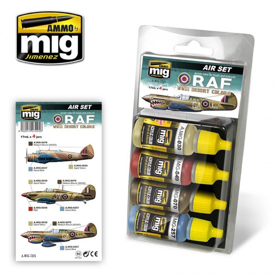 Acrylic Paint Set for Aircrafts - WWII RAF Desert Colours (4 x 17ml) Acrylic Paint Set for Aircrafts - WWII RAF Desert Colours (4 x 17ml)