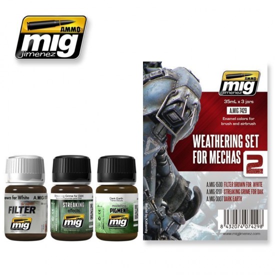 Filter, Streaking Effect and Pigment Weathering Set for Mechas (35ml x 3) Filter, Streaking Effect and Pigment Weathering Set for Mechas (35ml x 3)