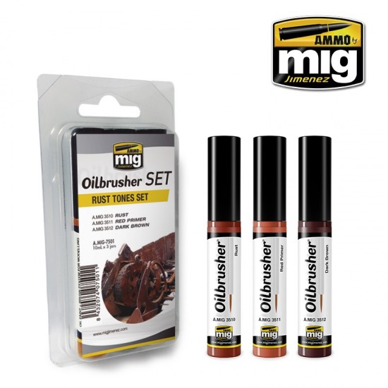 Oilbrushers Set - Rust Tones (3 Oil paints with fine brush applicators) Oilbrushers Set - Rust Tones (3 Oil paints with fine brush applicators)