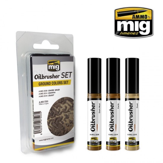 Oilbrushers Set - Ground Colours (3 Oil paints with fine brush applicators) Oilbrushers Set - Ground Colours (3 Oil paints with fine brush applicators)