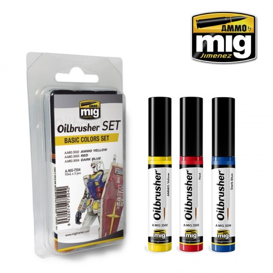 Oilbrushers Set - Basic Colours (3 Oil paints with fine brush applicators) Oilbrushers Set - Basic Colours (3 Oil paints with fine brush applicators)