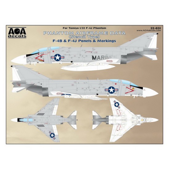 1/32 Phantom Airframe Data (Stencil Type) - F-4B & F-4J Panels & Markings for Tamiya kits 1/32 Phantom Airframe Data (Stencil Type) - F-4B & F-4J Panels & Markings for Tamiya kits