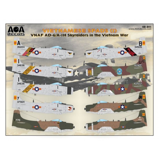 1/48 Vietnamese Spads Vol.1 - VNAF AD-6/A-1H Skyraiders in Vietnam War for Tamiya A-1 kit 1/48 Vietnamese Spads Vol.1 - VNAF AD-6/A-1H Skyraiders in Vietnam War for Tamiya A-1 kit