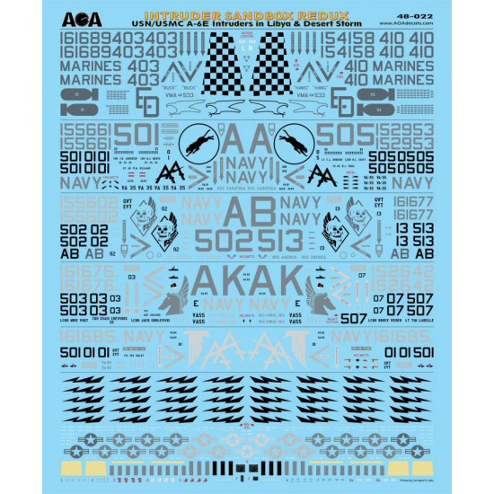 1/48 Sandbox Redux - USN/USMC A-6E Intruders, Libya & Desert Storm Decal for HobbyBoss 1/48 Sandbox Redux - USN/USMC A-6E Intruders, Libya & Desert Storm Decal for HobbyBoss