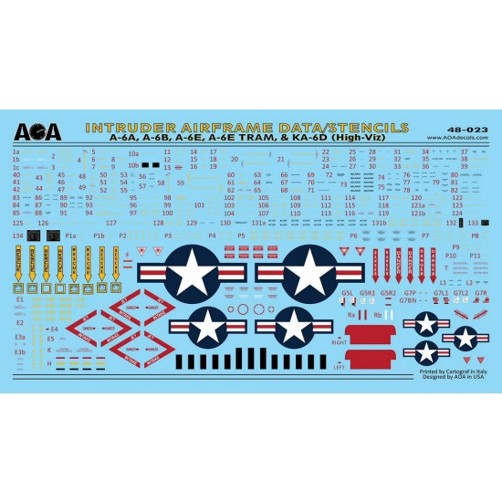 1/48 Airframe Data/Stencils - A-6A/B/E, A-6E TRAM, & KA-6D (High-Viz) Decal for HobbyBoss 1/48 Airframe Data/Stencils - A-6A/B/E, A-6E TRAM, & KA-6D (High-Viz) Decal for HobbyBoss