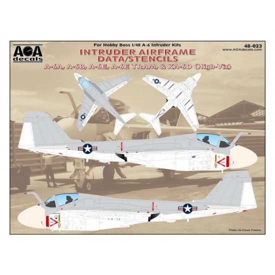 1/48 Airframe Data/Stencils - A-6A/B/E, A-6E TRAM, & KA-6D (High-Viz) Decal for HobbyBoss 1/48 Airframe Data/Stencils - A-6A/B/E, A-6E TRAM, & KA-6D (High-Viz) Decal for HobbyBoss