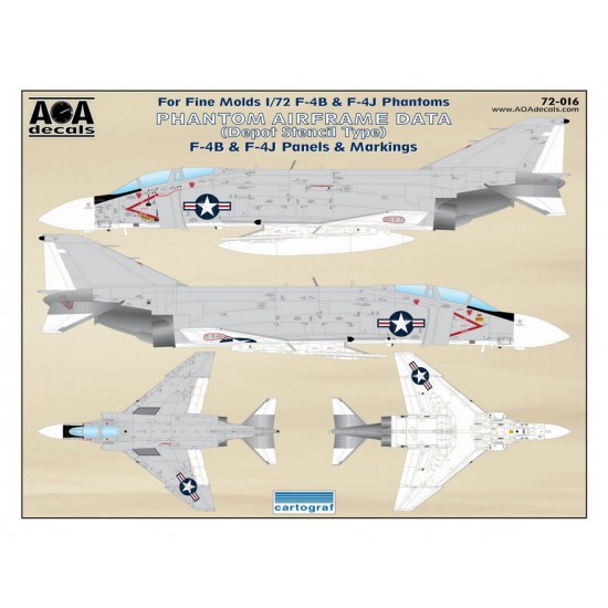 1/72 Phantom Airframe Data (Depot Stencil Type) Decal -F-4B/J Panels and Markings for Fine Molds 1/72 Phantom Airframe Data (Depot Stencil Type) Decal -F-4B/J Panels and Markings for Fine Molds