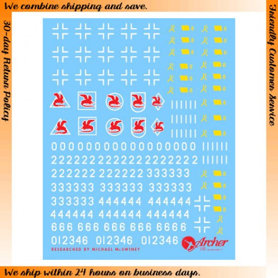 Dry Transfers for 1/35 Panzer III Ausf J 6th Company Dry Transfers for 1/35 Panzer III Ausf J 6th Company