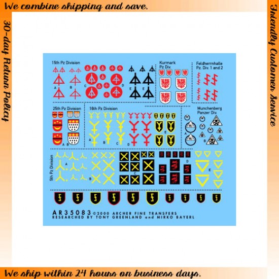 1/35, 1/48, 1/72 German Heer Division Insignias (Yellow) Vol.IV 1/35, 1/48, 1/72 German Heer Division Insignias (Yellow) Vol.IV