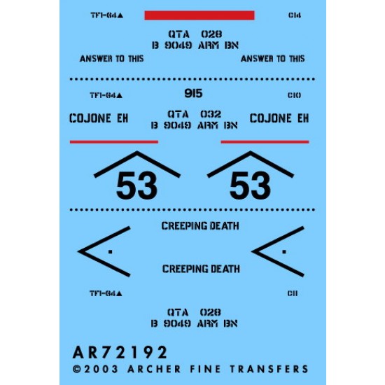 Dry Transfers - 1/72 3 ID/TF 1-64 M1A1 Abrams in Iraq OIF Dry Transfers - 1/72 3 ID/TF 1-64 M1A1 Abrams in Iraq OIF