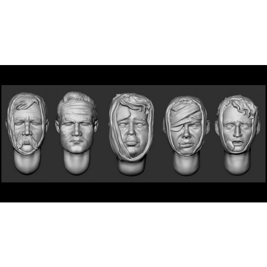 1/35 5x Hairy Heads of the Wounded #2 1/35 5x Hairy Heads of the Wounded #2