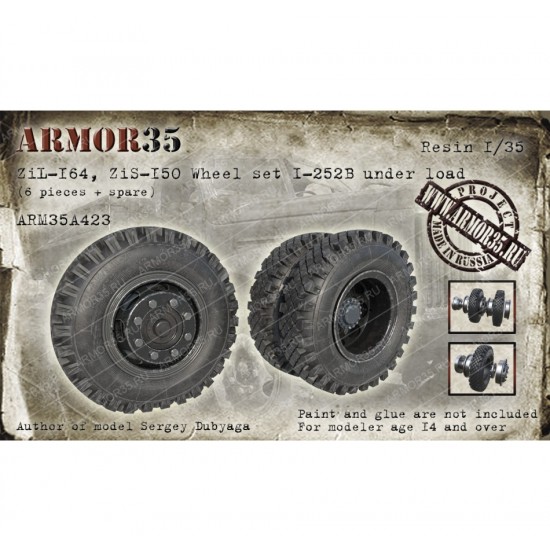 1/35 ZiL-164, ZiS-150 Wheel set I-252B under load (6pcs & 1 spare) 1/35 ZiL-164, ZiS-150 Wheel set I-252B under load (6pcs & 1 spare)