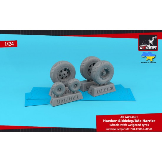 1/24 H.S. Harrier GR.1/GR.3/FRS.1/AV-8A Wheels w/Weighted Tyres for Airfix kits 1/24 H.S. Harrier GR.1/GR.3/FRS.1/AV-8A Wheels w/Weighted Tyres for Airfix kits