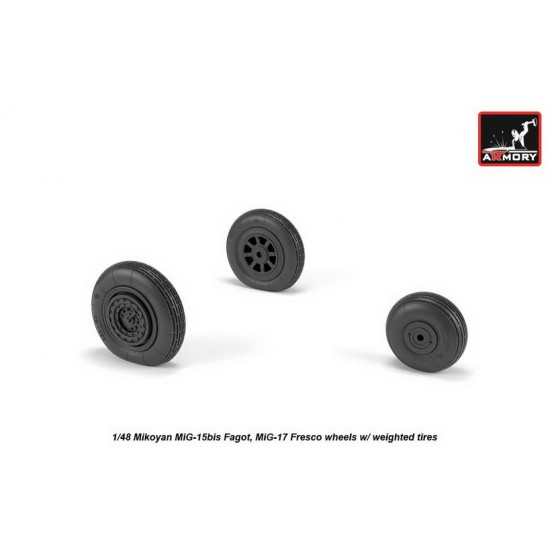 1/48 Mikoyan MiG-15bis Fagot (Late)/MiG-17 Fresco Wheels w/Weighted Tyres 1/48 Mikoyan MiG-15bis Fagot (Late)/MiG-17 Fresco Wheels w/Weighted Tyres