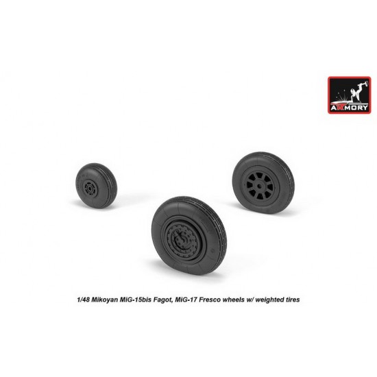 1/48 Mikoyan MiG-15bis Fagot (Late)/MiG-17 Fresco Wheels w/Weighted Tyres 1/48 Mikoyan MiG-15bis Fagot (Late)/MiG-17 Fresco Wheels w/Weighted Tyres