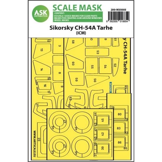 1/35 Sikorsky CH-54A Tarhe Double-sided Express fit Masking for ICM kits 1/35 Sikorsky CH-54A Tarhe Double-sided Express fit Masking for ICM kits