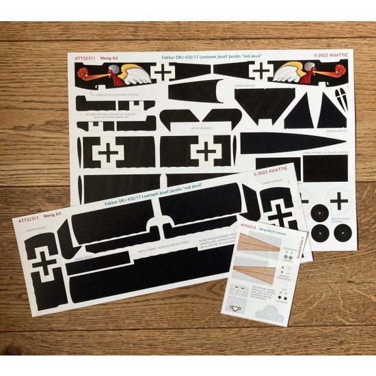 1/32 Meng Kit Fokker Dr.I 450/17 Leutnant Josef Jacobs Red Devil Decals 1/32 Meng Kit Fokker Dr.I 450/17 Leutnant Josef Jacobs Red Devil Decals