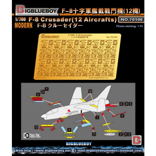 1/700 Vought F-8 Crusader Detail Set (for 18 aircrafts) 1/700 Vought F-8 Crusader Detail Set (for 18 aircrafts)