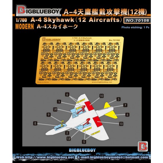 1/700 Douglas A-4 Skyhawk Detail Set (for 12 aircrafts) 1/700 Douglas A-4 Skyhawk Detail Set (for 12 aircrafts)