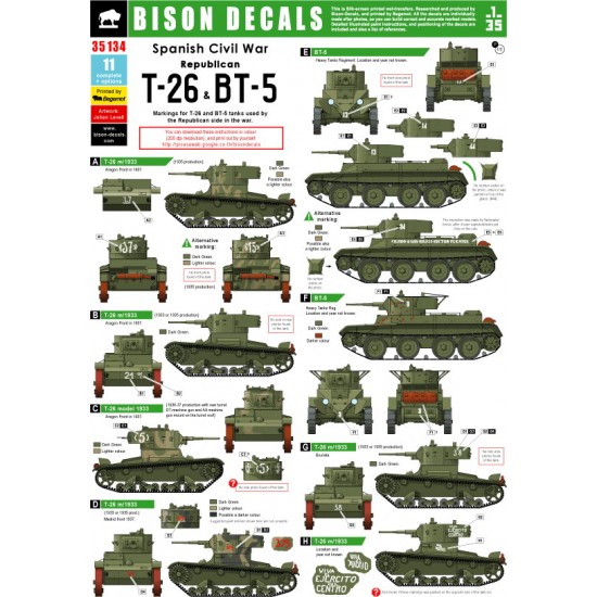 1/35 Spanish Civil War (#3) - Republican T-26 and BT-5 Markings 1/35 Spanish Civil War (#3) - Republican T-26 and BT-5 Markings