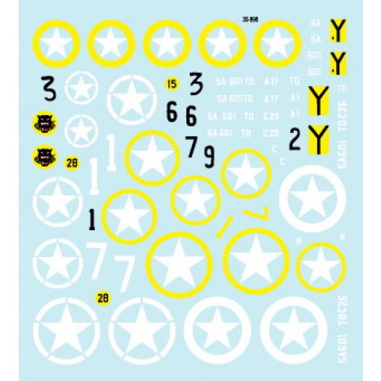 1/35 US 601st Tank Destroyer Battalion Decal for M5A1 Stuart/M2 Halftrack/M10 GMC in Italy
