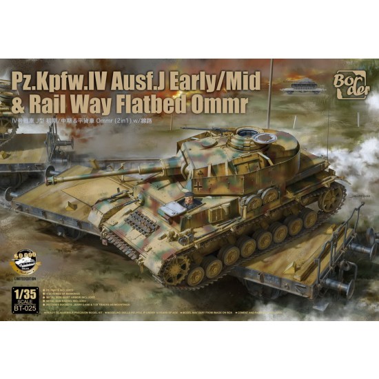1/35 Panzer IV J Early/Middle & Rail Way Flatbed Ommr w/Rail Way 1/35 Panzer IV J Early/Middle & Rail Way Flatbed Ommr w/Rail Way