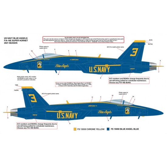 Decals for 1/32 US Navy Blue Angels F/A-18EF Super Hornet 2021 Decals for 1/32 US Navy Blue Angels F/A-18EF Super Hornet 2021