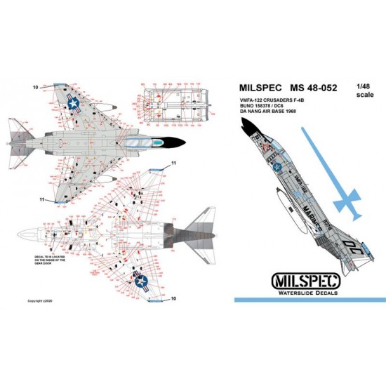 Decals for 1/48 F-4B Phantom II VMFA-122 Crusaders 1968 Da Nang Air Base Decals for 1/48 F-4B Phantom II VMFA-122 Crusaders 1968 Da Nang Air Base