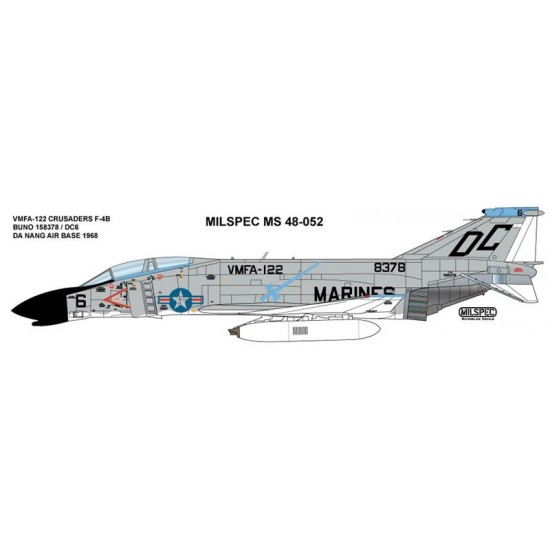 Decals for 1/48 F-4B Phantom II VMFA-122 Crusaders 1968 Da Nang Air Base Decals for 1/48 F-4B Phantom II VMFA-122 Crusaders 1968 Da Nang Air Base