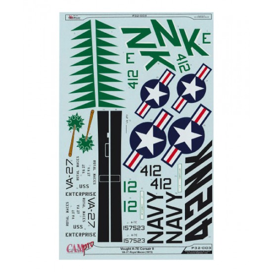 Decals for 1/32 LTV A-7E Corsair II VA-27 Royal Maces VA-27, A-7E 1973 Decals for 1/32 LTV A-7E Corsair II VA-27 Royal Maces VA-27, A-7E 1973