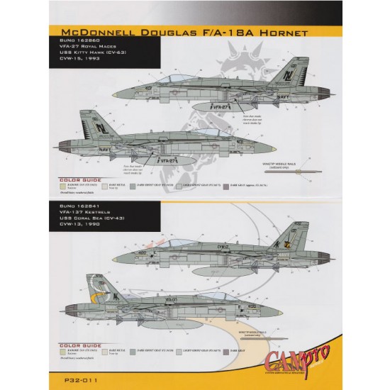 Decals for 1/32 F/A-18A Hornet VFA-27 VFA-137 Royal Maces 1993 Decals for 1/32 F/A-18A Hornet VFA-27 VFA-137 Royal Maces 1993