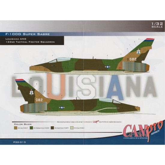 Decals for 1/32 F-100D Super Sabre 122nd TFS Louisiana ANG Decals for 1/32 F-100D Super Sabre 122nd TFS Louisiana ANG