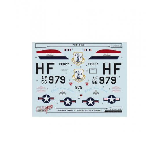 Decals for 1/32 F-100D Super Sabre 113th TFS Indiana ANG Decals for 1/32 F-100D Super Sabre 113th TFS Indiana ANG
