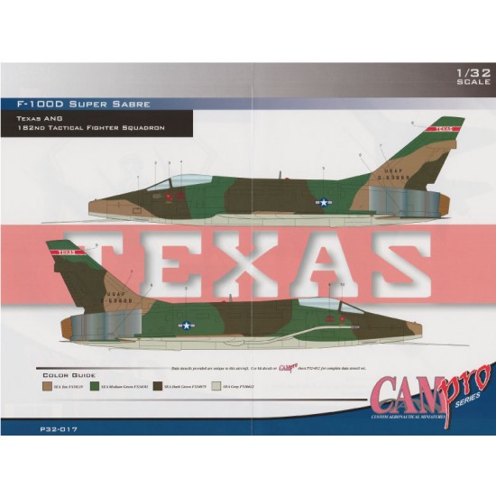 Decals for 1/32 F-100D Super Sabre 182nd TFS Texas ANG Decals for 1/32 F-100D Super Sabre 182nd TFS Texas ANG