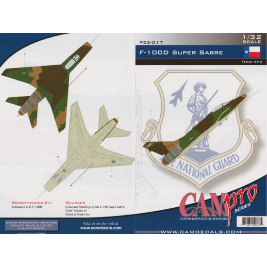 Decals for 1/32 F-100D Super Sabre 182nd TFS Texas ANG Decals for 1/32 F-100D Super Sabre 182nd TFS Texas ANG