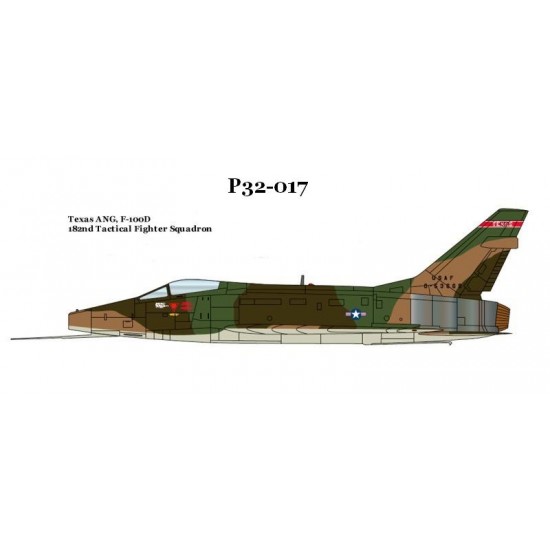 Decals for 1/32 F-100D Super Sabre 182nd TFS Texas ANG Decals for 1/32 F-100D Super Sabre 182nd TFS Texas ANG