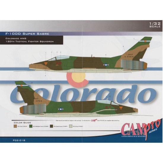 Decals for 1/32 F-100D Super Sabre 120th TFS Colorado ANG